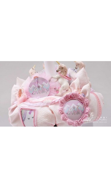 Lumanare de botez cu unicorni glam chevron pattern in roz si lila Posh Unicorn 2020 8